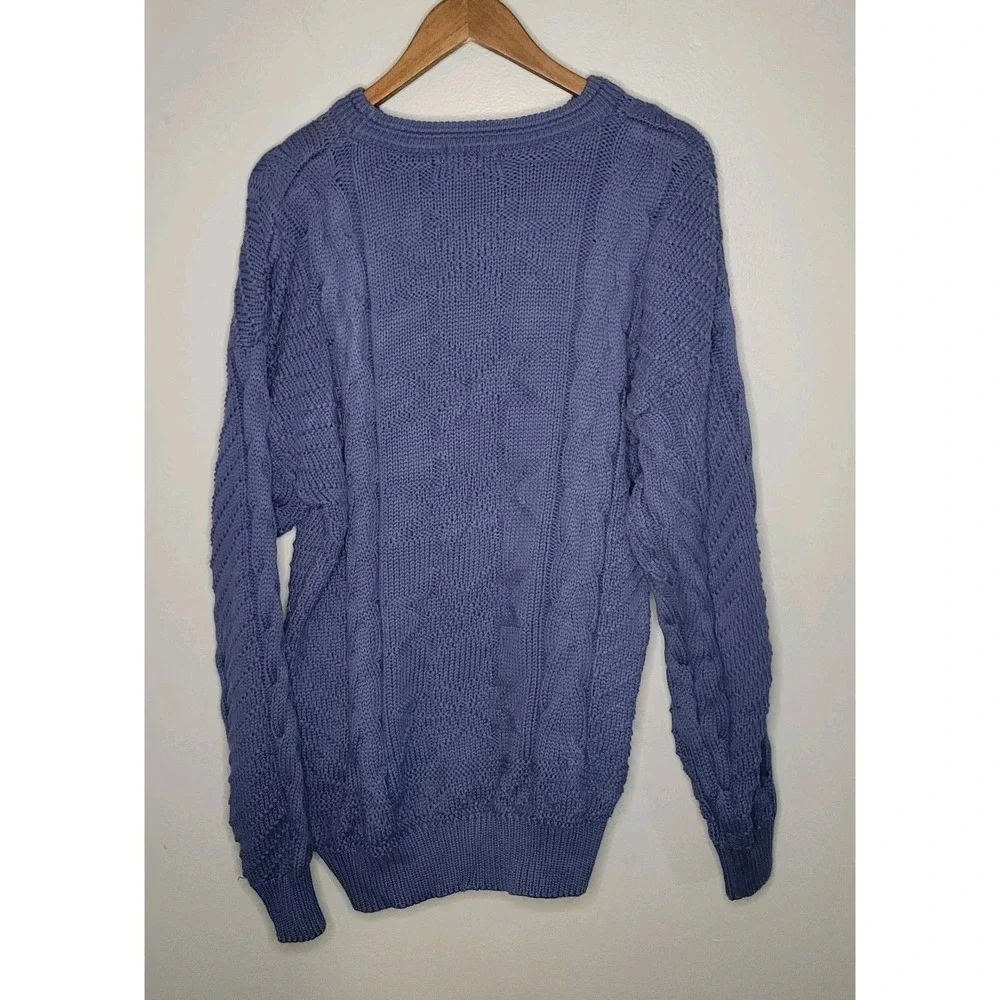 VTG Abercrombie & Fitch Men's Fisherman Chunky Cable Knit Sweater Blue Med *Flaw